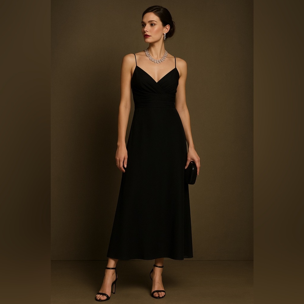 Massimo Dutti Women 100% Silk Black Evening Dress — Size EU 38 / US 6
